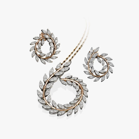 Chopard Style Cluster Jewelry Half Set